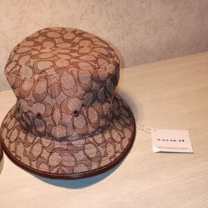 Coach Brown Signature Monogram Bucket Hat